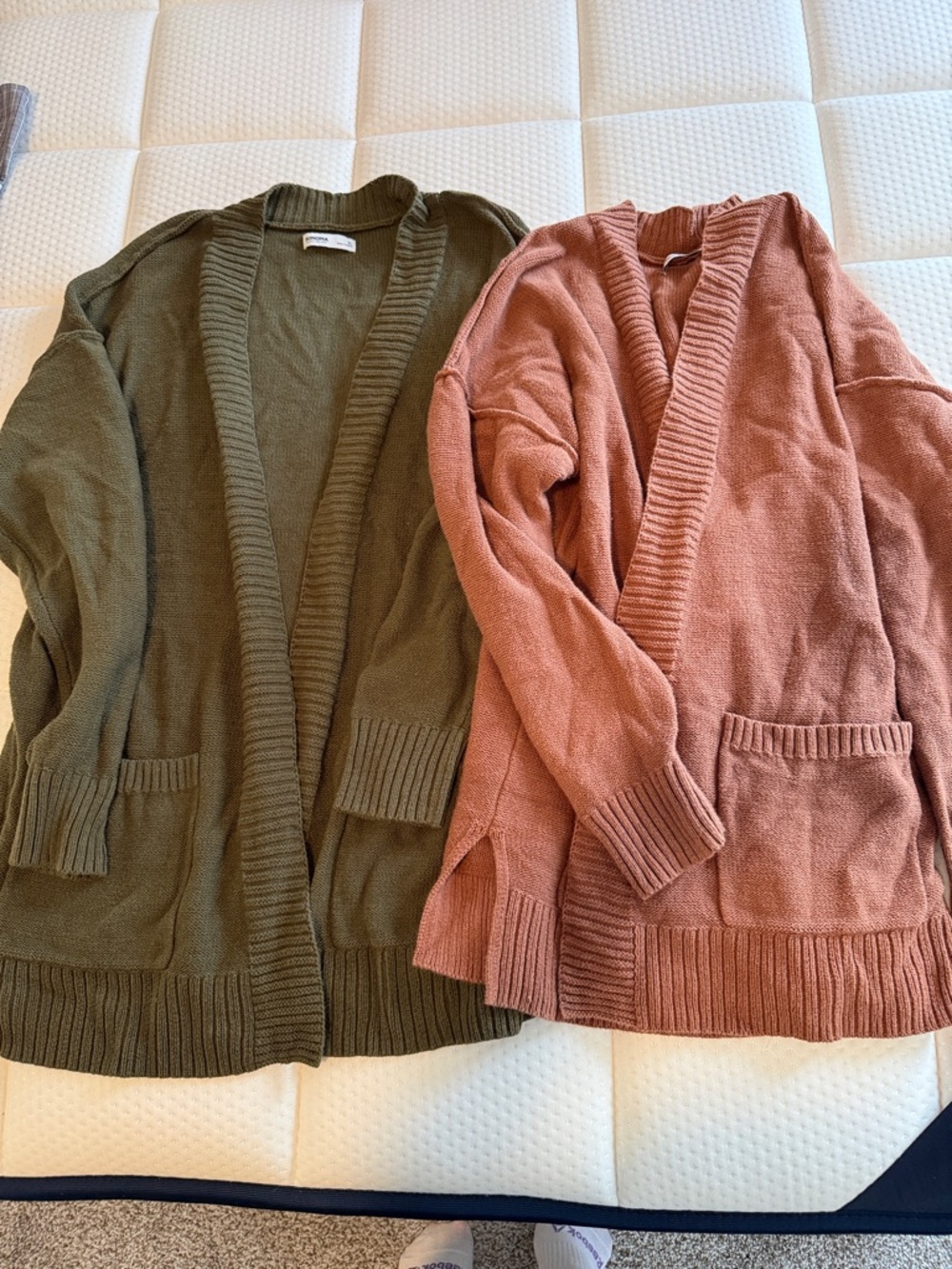 Sonoma Open-Front Cardigans in Olive Green & Dusty Rose
